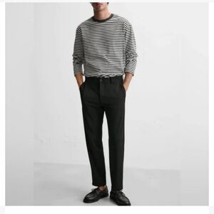 ZARA men's Black Grey Plaid Slim Fit Casual Dress Pants Medium